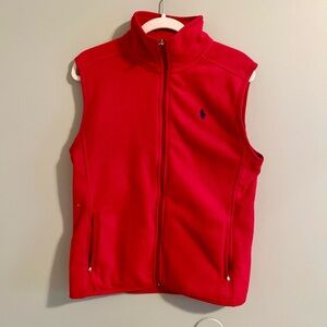red polo vest